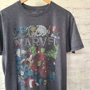 Marvel Avenger Heroes Dot Comic Print Graphic Tee Large 23x29